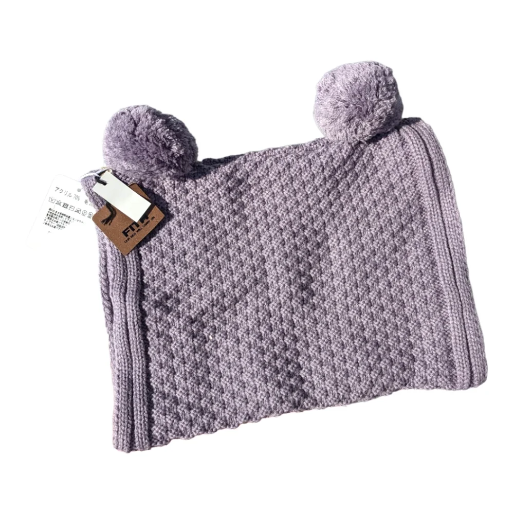 Fith size 90 2t Purple Knit Hand Warmer w PomPoms - Picture 4 of 7